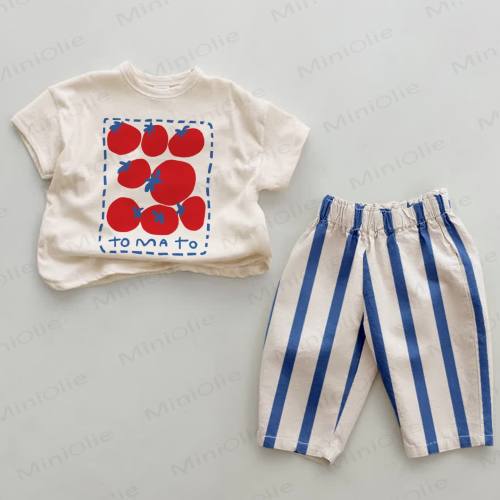 TOMATO Baby Blue Vertical Striped 2-piece Set