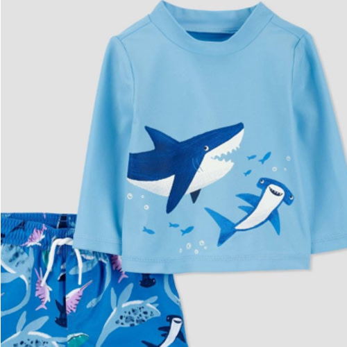 Carter's Just One You®️ Baby Boys' Long Sleeve Shark Printed Rash Guard Set, Size: 6M