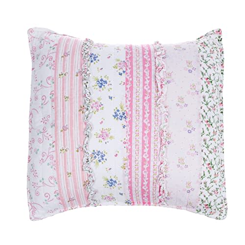Cozy Line Home Fashions Pink Rose Romantic Ruffle Floral Flower Decor Pillow (Pink Lace, Decor Pillow - 1pc)