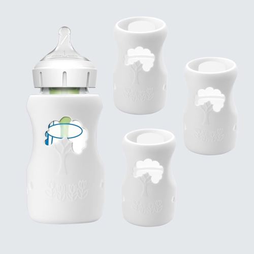 3 Pack White Silicone Sleeves for Dr. Brown's Glass Baby Bottles 5oz, Anti-Slip & Anti-Breakage Design, Compatible with Dr. Brown's Wide-Neck Glass Bottles (9 Ounce)