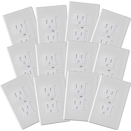 Safety Innovations Self-Closing Babyproof Outlet Covers - (for Center Screw Outlets Only) an Alternative to Wall Socket Plugs for Child Proofing, (12-Pack), (1-Screw), (White) White)