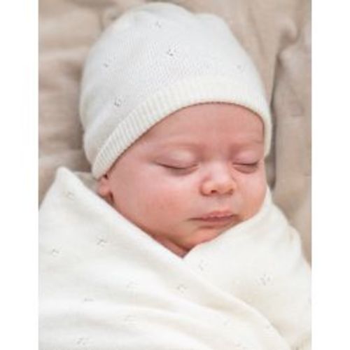 Mini Cotton & Cashmere Ivory White Knitted Baby Hat