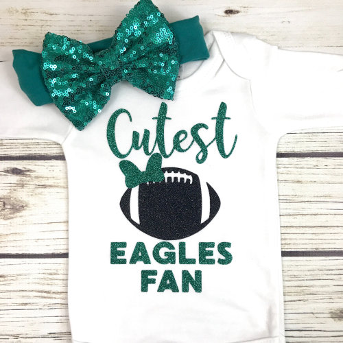 Cutest Eagles Fan Football Bodysuit Outfit For Baby Girl