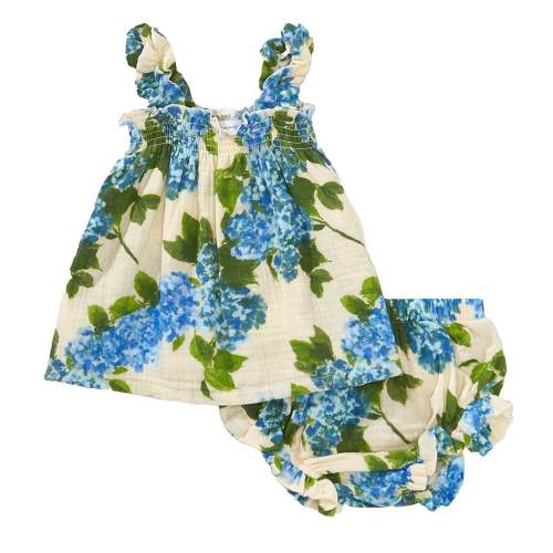 Angel Dear Baby Girls 3-24 Months Watercolor Hydrangeas Ruffle Top & Bloomers Set