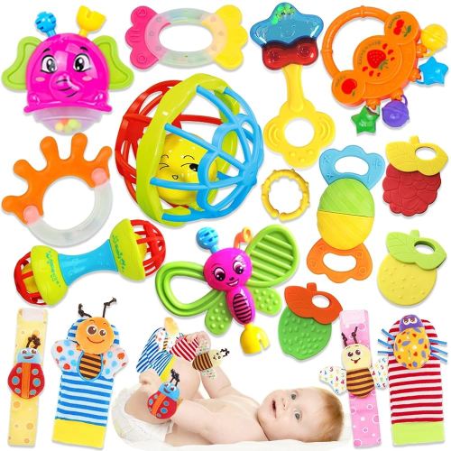 Baby Rattles 0-6 Months: Baby Toys Rattles for Babies 6-12 Months Infant Toys 0-3 Months Newborn Toys Teething Toys 3-6 Months - Baby Rattle Socks Baby Gifts for Boy Girl