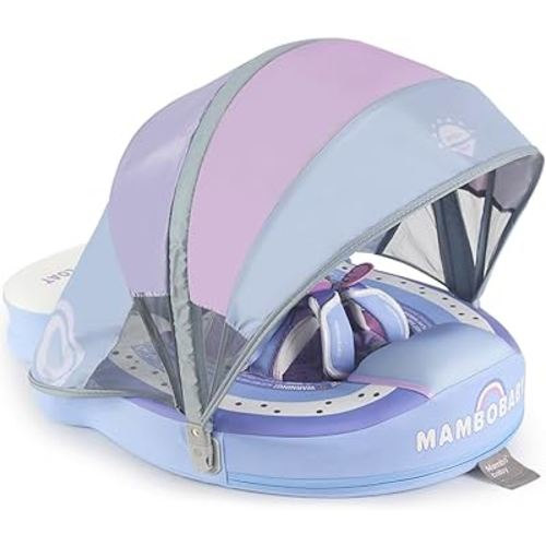 Upgraded Baby Pool Float Mambobaby Swim Float Non-Inflatable Baby Floats with Canopy for 3-24 Months Float for Infant Swim Ring