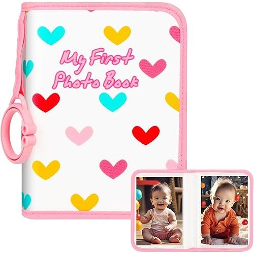 Baby Photo Book Holds 21 4x6 Photos, My First Photo Book for Baby or Toddlers, Love" Baby Photo Album Soft Cloth Family Book, Cute Book Gift for Babies Shower Newborns Family Photos (Pink)