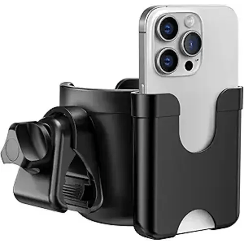 Guiseapue Cup Holder for Walker: Stroller Cup Holder Attachment with Phone Holder, Wheelchair/Stroller Accessories for Rollator, Bike, Scooter, Baby Essentials, First for New Mom