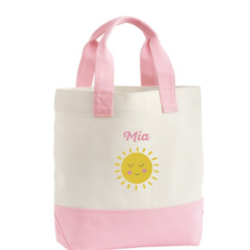 Pink Customizable Kids Beach Tote Bag( dusty rose font/ style #AL9)