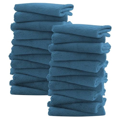 Sunny zzzZZ Ultra Soft 24 Pack Baby Washcloths - 10x10 Inches - Coral Fleece Extra Absorbent Wash Clothes for Babies, Infants and Toddlers - Sensitive Skin and Newborn - Ideal Baby - Ocean Aqua
