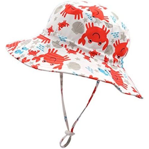 Home Prefer UPF50+ Wide Brim Kids Baby Toddlers Sun Hat Boys Girls Sun Protection Hat Zoo Shark Beach Bucket Hat Swim Safari