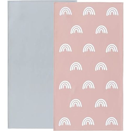 Owlowla Baby Diaper Changing Pad Portable Changing Mat Travel Changing Pad Liner for Baby and Small Toddler(Gray&Rainbow)