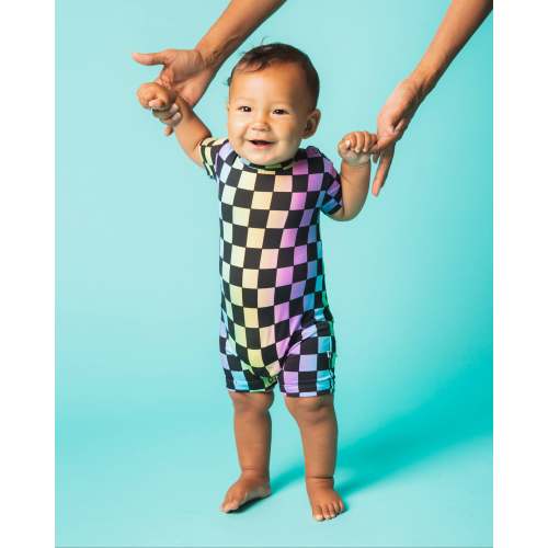 Checkered Charm Shortie Romper