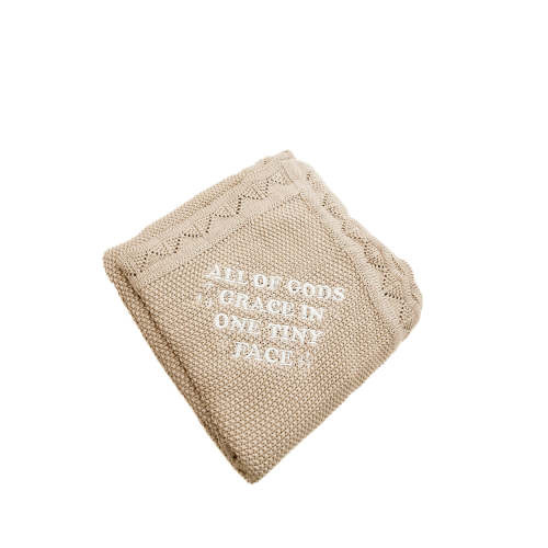 All of Gods Grace in One Tiny Face Tan Knit Blanket – OUR HOUSE ABOVE