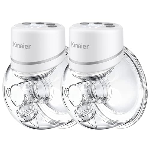 kmaier Wearable Breast Pump, Hands Free Breast Pump, Portable Electric Pump with LED Display, Ultra-Quiet and Pain Free- 4 Modes & 12 Levels, 24mm Flange, 2 PackPack