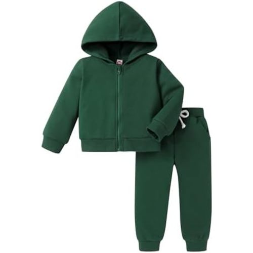 Happy Town Baby Clothes for Girls Boy Solid Color Zipper Hoodie and Sweatpants Outfits Fall Winter Toddler Sweatsuit