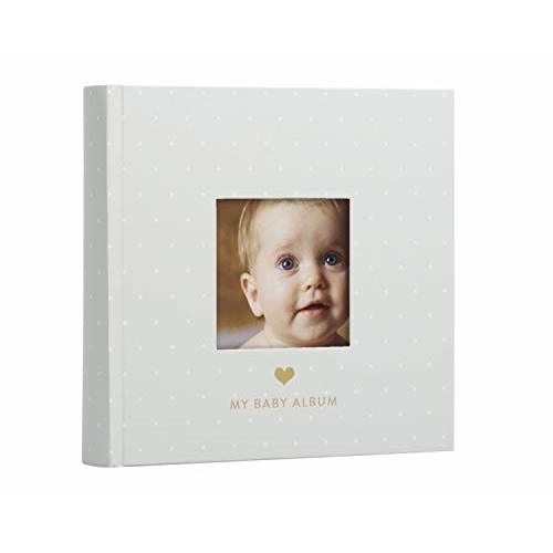 Pearhead Baby Photo Album, Keepsake Book for New and Expecting Parents, Gender-Neutral Baby Accessory, Ideal Gift for Baby Shower, Holds 200 Pictures, Gray and White Polka Dot