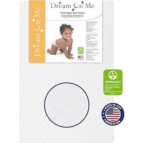 Dream On Me Sunset 3” Extra Firm Fiber Crib Mattress, Greenguard Gold Certified, Waterproof Vinyl Cover, Baby Mattresses for Cribs, Fits Mini and Portable Cribs