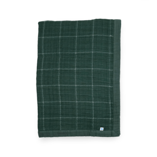 Cotton Muslin Baby Quilt - Evergreen Plaid