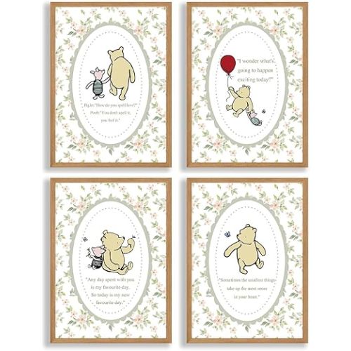 ZsaTuiy Winnie Wall Decor,the Pooh Poster,Nursary Baby Syuff -Winnie Nursery Decor Posters - Pooh Wall Decor, Winnie Baby Shower Decor, Winnie Room Decor,Retro