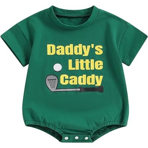 Toddler Baby Romper Girl Boy Short Sleeve Golf Onesie Daddy’s Little Caddy Bodysuit Summer Funny Jumpsuit