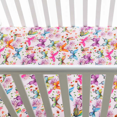 Watercolor Butterfly Crib Sheet