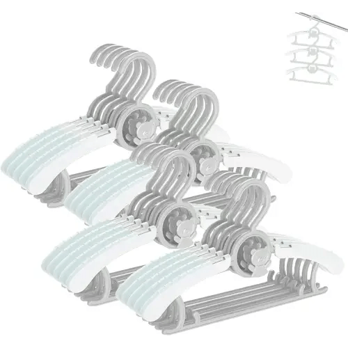 HGYZE Baby Nursery Closet Hangers, Ultra Thin Non-Slip and Extendable Laundry Infant Pant Hanger for Newborn Clothes - 20pcs Grey Gift - Adjustable Children Coat Hanger for Girl Boy Toddler Kids Child