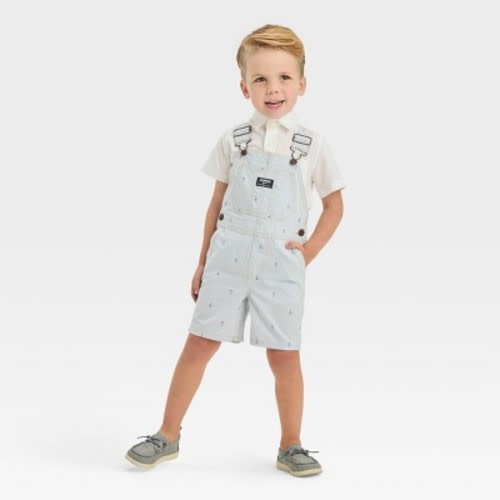 OshKosh B'gosh Toddler Boys' Anchor Printed Pinstripe Shortalls - Blue, Size: 3T