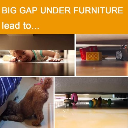8-Pack Toy Blocker, 4.7" Height Gap Bumper for Under Furniture, BPA Free Safe PVC with Strong Adhesive, Stop Things Going Under Sofa Couch or Bed, Easy to Install - 8 Pack 4.7" Height 126“ L Total