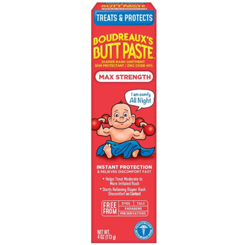 Boudreaux's Butt Paste Maximum Strength Diaper Rash Cream, Ointment for Baby, 4 oz Tube