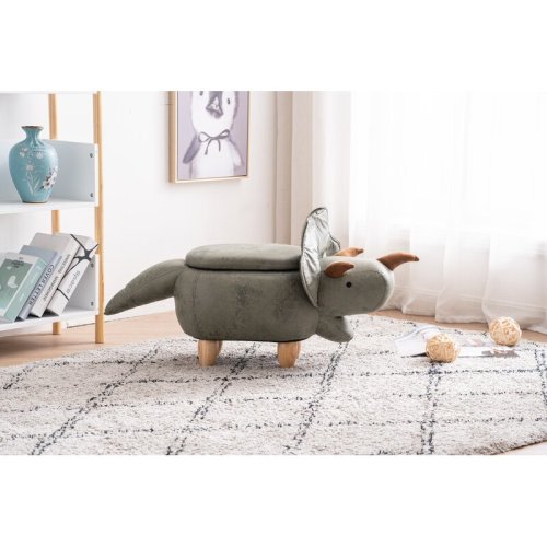Zoomie Kids Bough 14.17" Wide Faux Leather Dinosaur Storage Ottoman | Wayfair