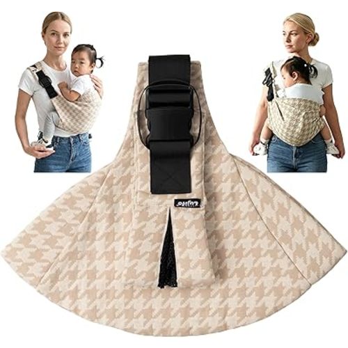 Toddler Sling Carrier with Extra Padding, Adjustable Baby Carrier Front & Back Carry, Non-Slip Ergonomic Seat, Lightweight Breathable Travel Baby Sling for Toddlers & Parents (Houndstooth)