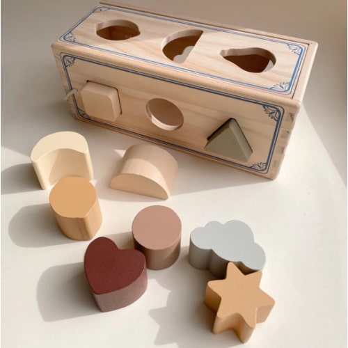 Vintage-Inspired Wooden Shape Sorter – Classic Educational Toy – Playroom Collective
