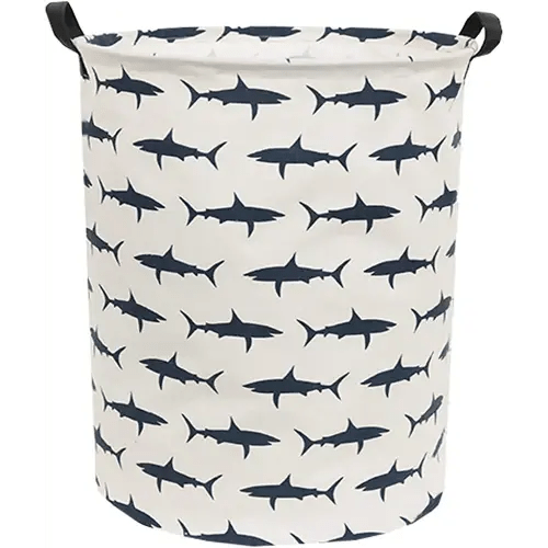 Kids Laundry Hamper,Canvas Shark Hamper Collapsible Boys Storage Baskets for Shark Room Decor,Nursery Hamper,Toy Organizer,(Shark)