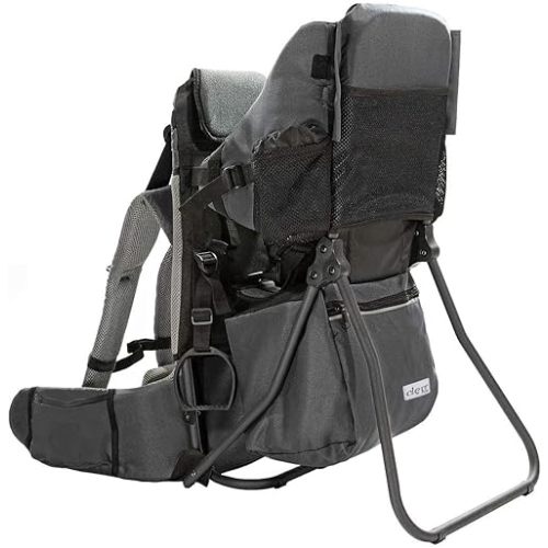 ClevrPlus Cross Country Baby Backpack Carrier, Grey, Toddler Hiking Backpack with Comfortable Seat, Adjustable Straps & Belt, Foldable Frame Lightweight Large Capacity Child Carrier for Outdoor