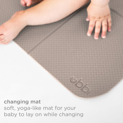 Ubbi On-The-Go Diaper Changing Baby Mat, Soft and Comfortable Diaper Bag Accessory Must Have for Newborns, Easy to Clean, Portable Folding Pad, Baby Traveling Accessories, Taupe