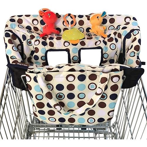 Shopping Cart Cover for Baby and High Chair Cover -2-in-1- Soft Padded Machine Washable Cart Cover for Babies - Cellphone and Bottle Holder included, Perfect baby shower gifts for boys or girls