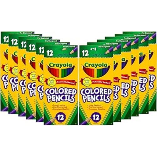 Crayola Colored Pencils Bulk, Kids School Supplies For Teachers, 12 Packs with 12 Colors [Amazon Exclusive]