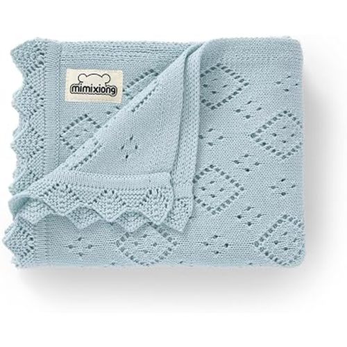 Baby Swaddle Blanket 100% Cotton Gender Neutral Pointelle Receiving Blanket for Boys Girls Cuddle Stroller Crib Blanket