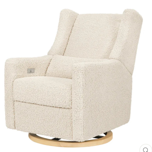 Kiwi Glider Recliner - Almond Teddy Loop with Light Wood Base