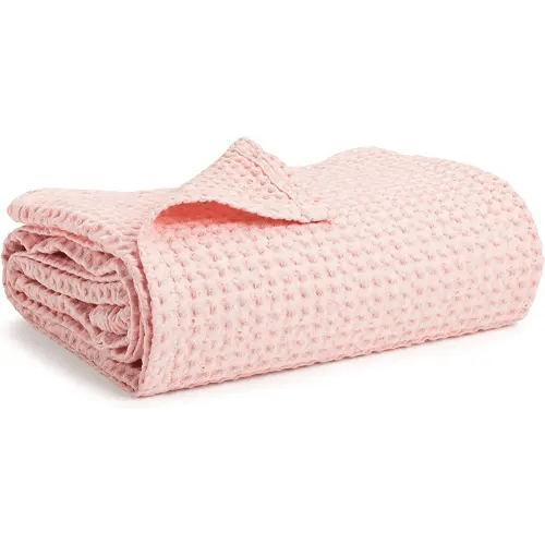 Simka Rose Waffle Baby Blanket - 100% Cotton Soft Breathable Muslin Swaddle Blanket for Baby Nursery, Stroller & Crib Blanket - Baby Receiving Blankets for Boys & Girls Gender Neutral Toddler Blanket