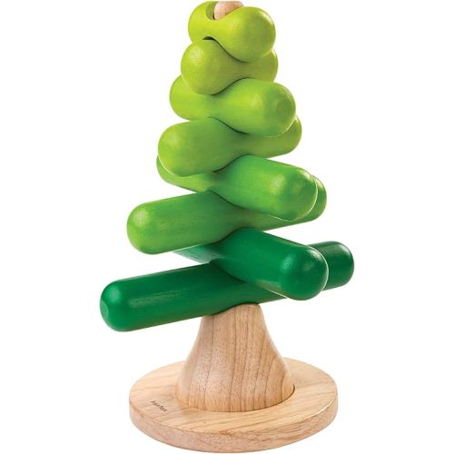 PlanToys Stacking Toys Tree Set - Chemical-Free Toddler Toys Featuring 9 Wooden Pieces