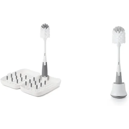 OXO Tot Travel Drying Rack + Bottle Brush Bundle | Portable Cleaning Accessories for Bottles, Parts, and More