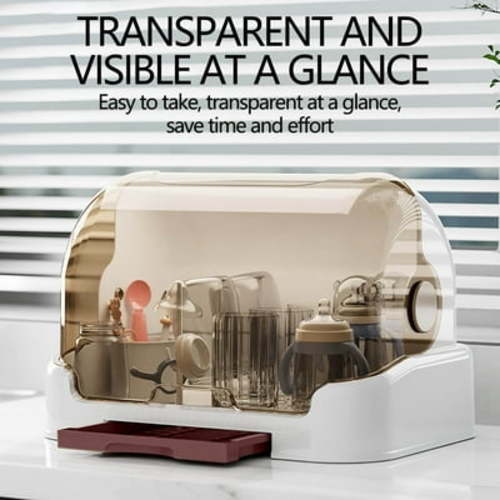 Baby Bottle Dryer,Portable Baby Bottle Drying Rack Storage Box, Bottle Storage Box,Baby Bottle Drying Rack Baby Bottle Organizer with Covver Bottle Storage with Removable Drip Tray,Bottle Storage