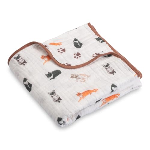 LollyBanks Muslin Baby Blanket 100% Cotton, Muslin Quilt Lightweight, 6 Layers Baby Blankets 47"x 47", Toddler Blanket for Boy and Girl, Nursery Receiving Blankets Baby Essentials (Cats Print)