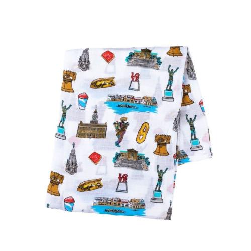 Gift Set: Baby Muslin Swaddle Blanket & Burp Cloth/Bib Combo