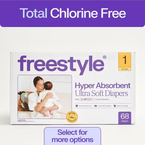 Freestyle Hyper Absorbent Ultra Soft TCF Baby Diapers, Size 1, 68 Count (Select for More)