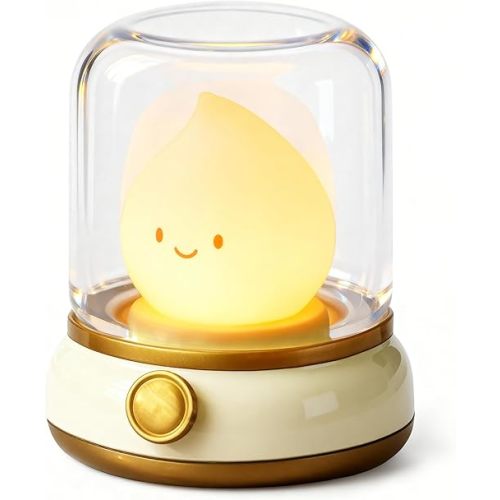 Smiley Night Light for Baby Nursery, Eye Caring, Rechargeable Silicone Flame Nightlight, Cute Lamp Gifts for New Moms, Kids, Toddler