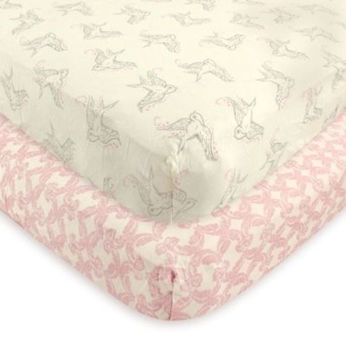 Touched By Nature Baby Girl Organic Cotton Crib Sheet, Bird, One Size