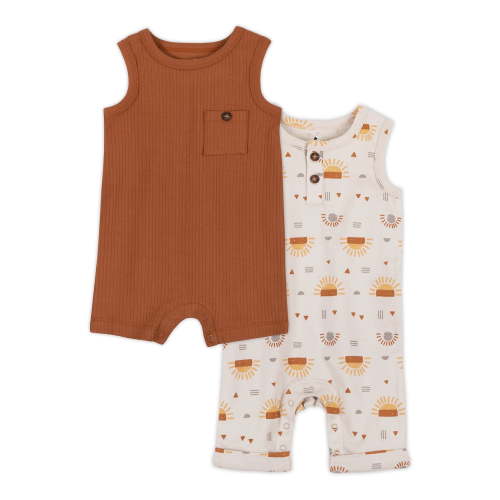 Little Star 100% Organic Cotton 2 Pack Baby Boy Rompers